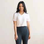 Encircled White V Neck Tee