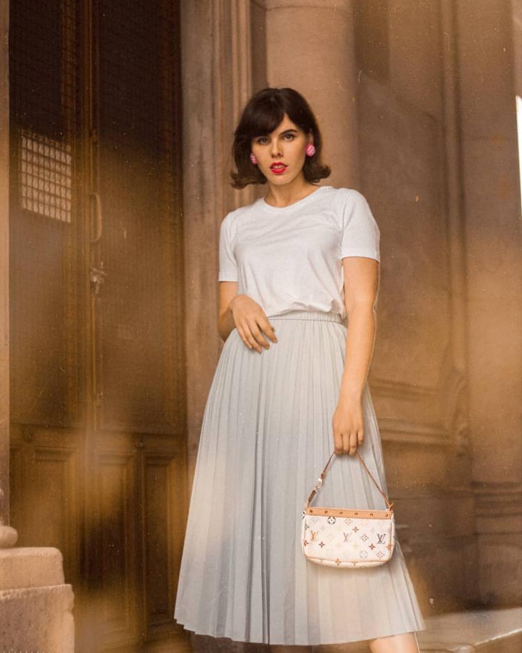 Pleated Skirt & Classic Tee via nawalbonnefoy