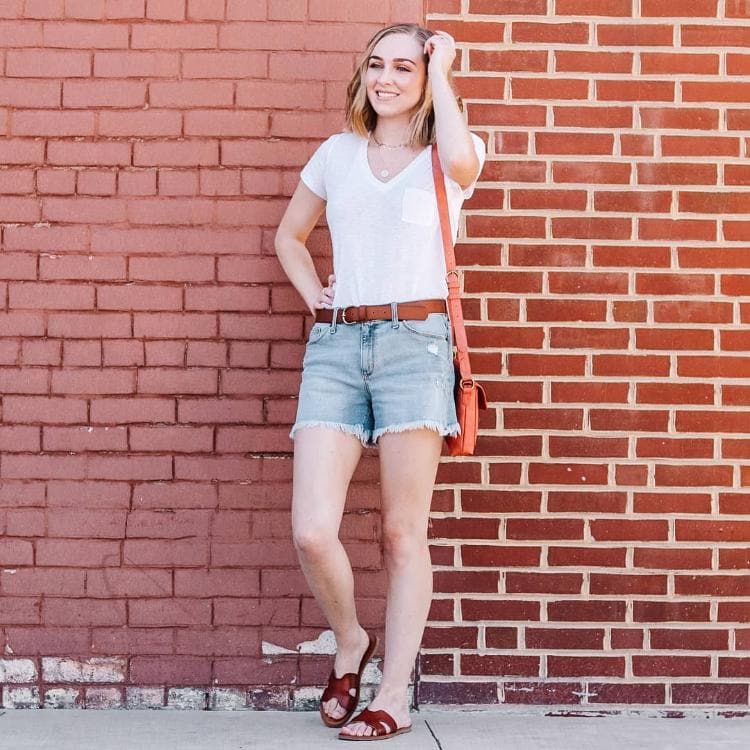 26 Fresh & Fashionable Ways to Reinvent the Classic White Tee (Sustainably) 80 White Tee & Denim Shorts Combo via basicallybrooke_b
