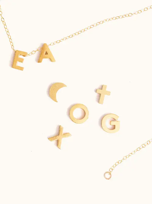 ABLE Clothing 5 LetterNecklace-Gold-ABLE